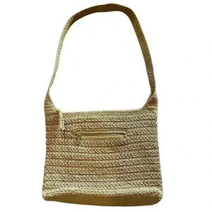 The Sak Originals Tan Crotchet Shoulder Hobo Bag, Medium Size, Multiple Pockets